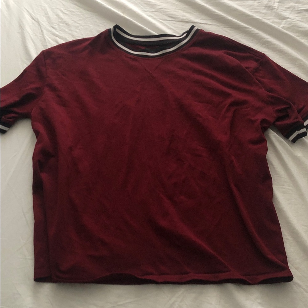 Burgundy Mesh T-Shirt with Black Trim | Breathable Streetwear